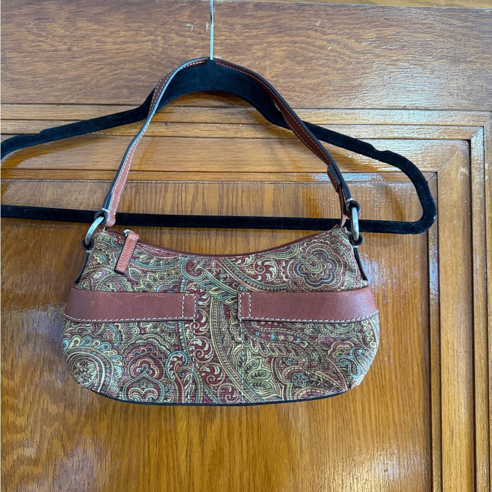 Classic Y2K Fossil Paisley Shoulder Bag in Brown and Green